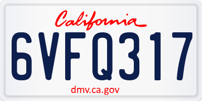 CA license plate 6VFQ317