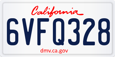 CA license plate 6VFQ328