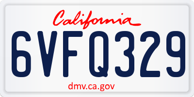 CA license plate 6VFQ329