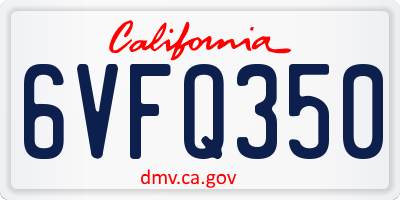CA license plate 6VFQ350
