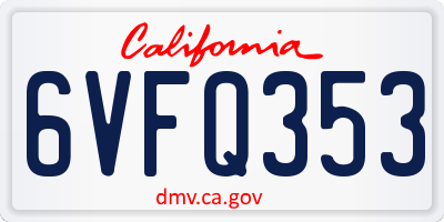 CA license plate 6VFQ353