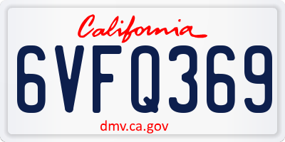 CA license plate 6VFQ369