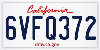 CA license plate 6VFQ372