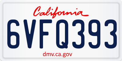 CA license plate 6VFQ393