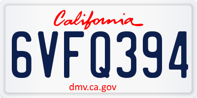 CA license plate 6VFQ394