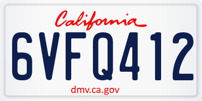 CA license plate 6VFQ412