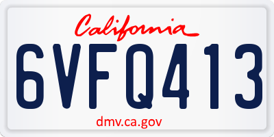 CA license plate 6VFQ413