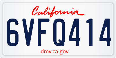 CA license plate 6VFQ414