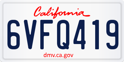 CA license plate 6VFQ419