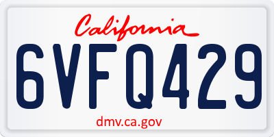 CA license plate 6VFQ429