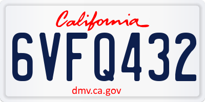 CA license plate 6VFQ432