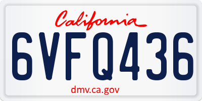 CA license plate 6VFQ436