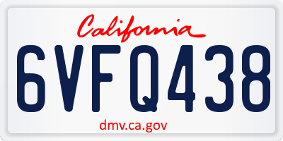 CA license plate 6VFQ438