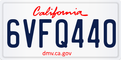 CA license plate 6VFQ440