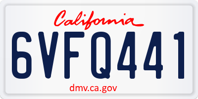 CA license plate 6VFQ441