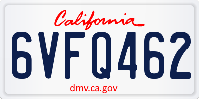 CA license plate 6VFQ462