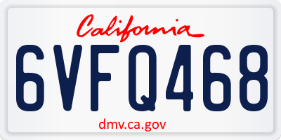 CA license plate 6VFQ468