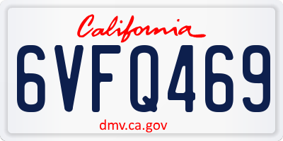 CA license plate 6VFQ469
