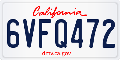 CA license plate 6VFQ472