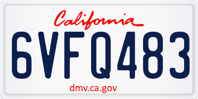 CA license plate 6VFQ483
