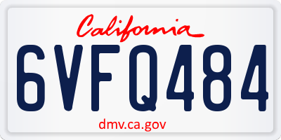 CA license plate 6VFQ484