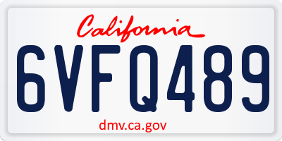 CA license plate 6VFQ489