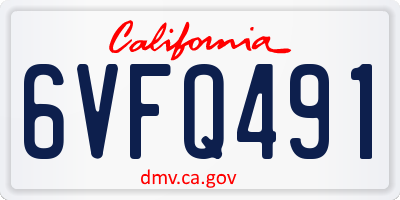 CA license plate 6VFQ491