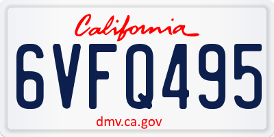 CA license plate 6VFQ495