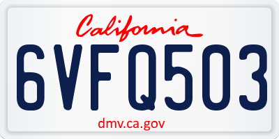 CA license plate 6VFQ503
