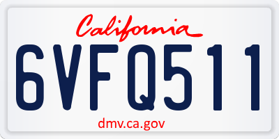 CA license plate 6VFQ511