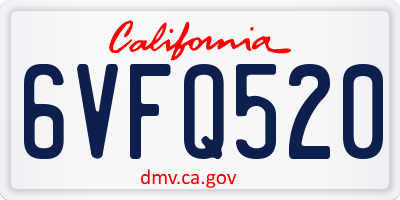 CA license plate 6VFQ520
