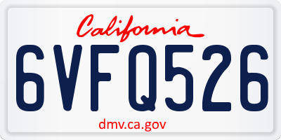 CA license plate 6VFQ526