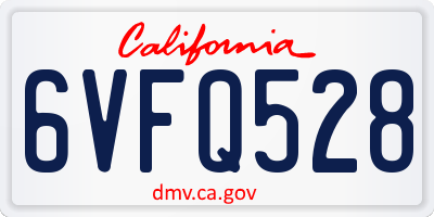 CA license plate 6VFQ528