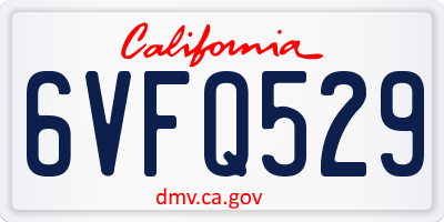 CA license plate 6VFQ529