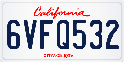CA license plate 6VFQ532
