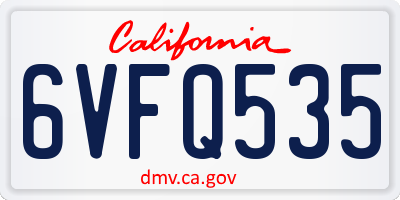 CA license plate 6VFQ535