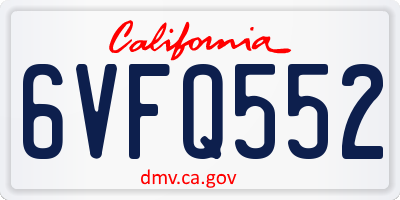 CA license plate 6VFQ552