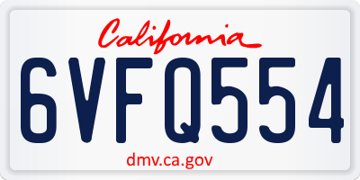 CA license plate 6VFQ554