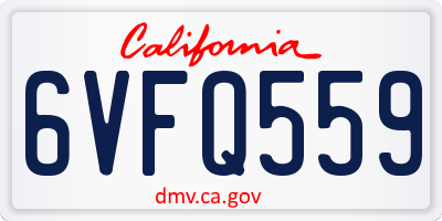 CA license plate 6VFQ559