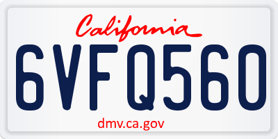 CA license plate 6VFQ560