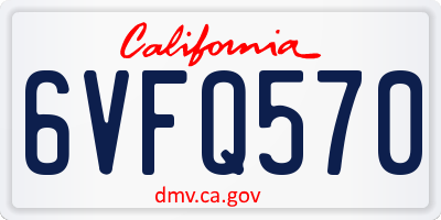 CA license plate 6VFQ570