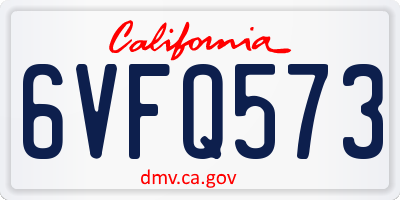 CA license plate 6VFQ573