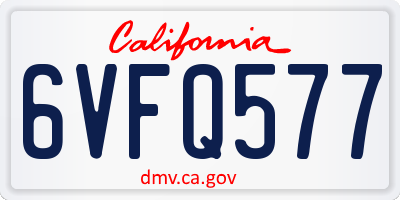 CA license plate 6VFQ577