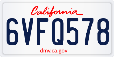 CA license plate 6VFQ578