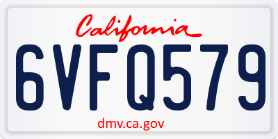 CA license plate 6VFQ579