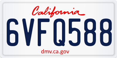 CA license plate 6VFQ588