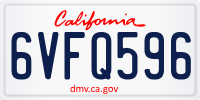 CA license plate 6VFQ596