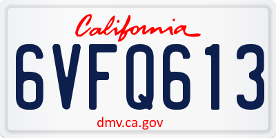CA license plate 6VFQ613