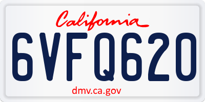 CA license plate 6VFQ620