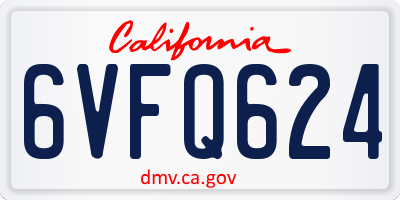 CA license plate 6VFQ624